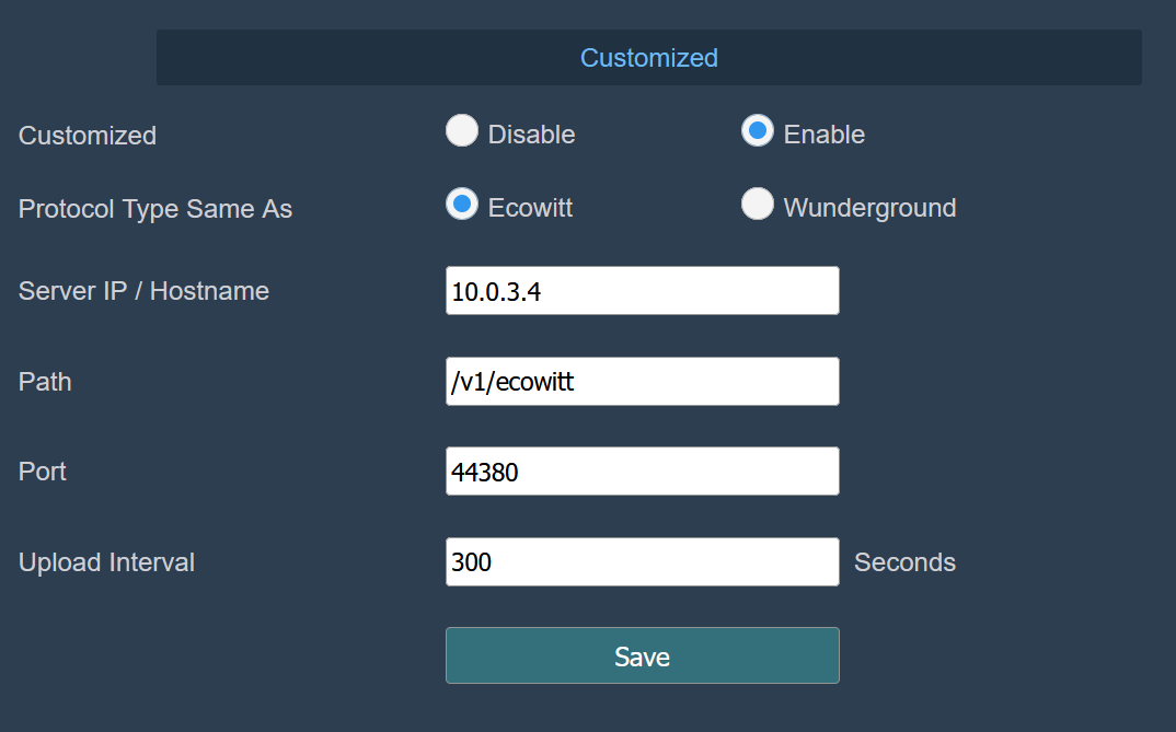 Custom Ecowitt Server