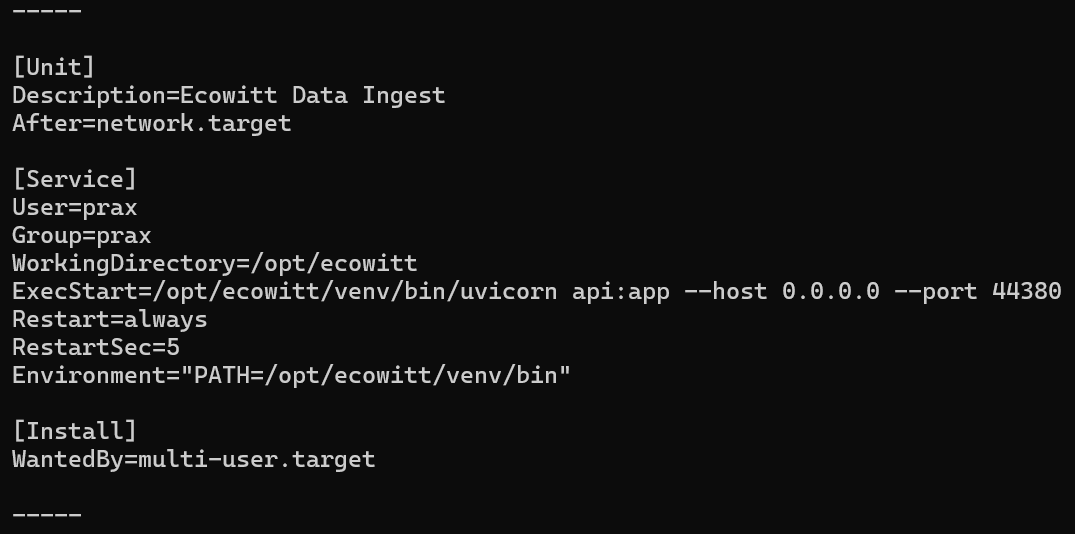 Ecowitt Service Config